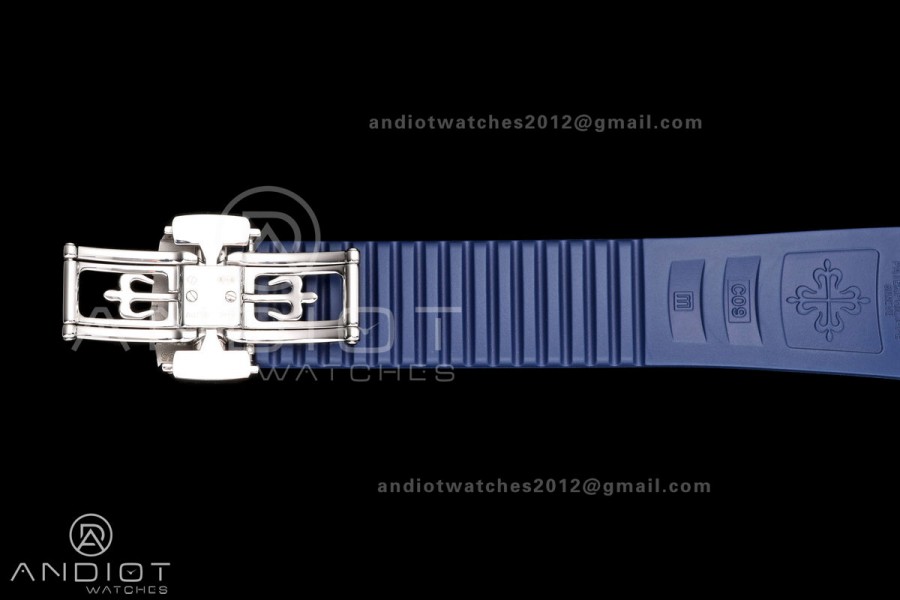 Aquanaut 5168G 42mm Gain Weight SS WSF 1:1 Best Edition Blue Dial On Blue Rubber Strap Super Clone DD330