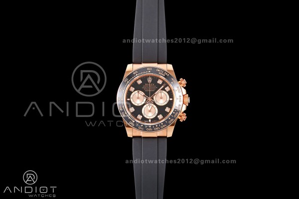 Daytona 126515 ERF Best Edition Black/RG Diamonds Dial on Oysterflex Strap JH4131 (Free Sprung) 160g