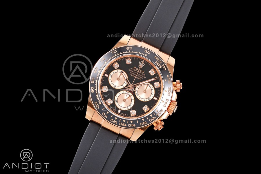Daytona 126515 ERF Best Edition Black/RG Diamonds Dial on Oysterflex Strap JH4131 (Free Sprung) 160g