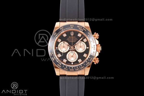Daytona 126515 ERF Best Edition Black/RG Diamonds Dial on Oysterflex Strap JH4131 (Free Sprung) 160g