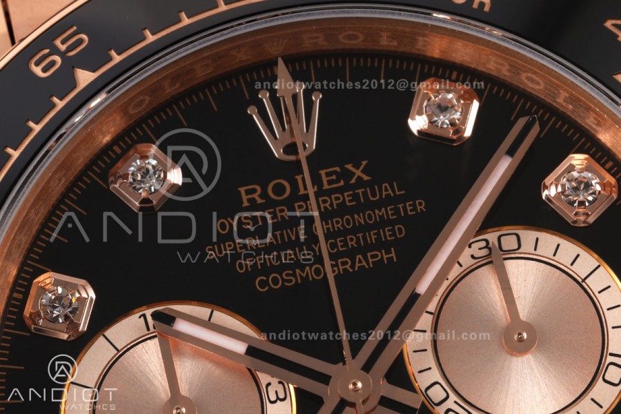 Daytona 126515 ERF Best Edition Black/RG Diamonds Dial on Oysterflex Strap JH4131 (Free Sprung) 160g