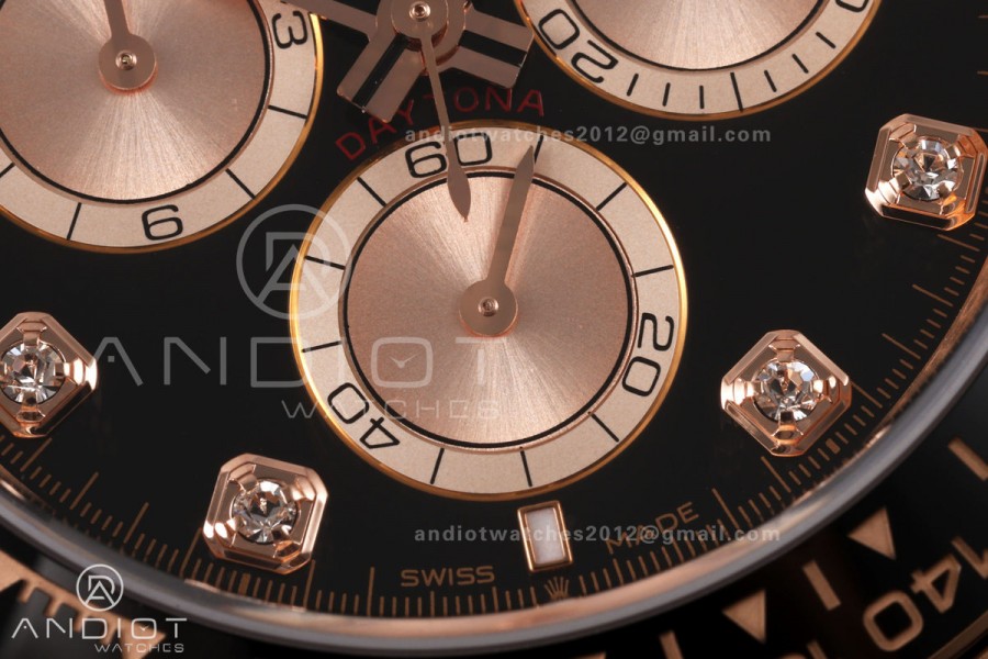 Daytona 126515 ERF Best Edition Black/RG Diamonds Dial on Oysterflex Strap JH4131 (Free Sprung) 160g