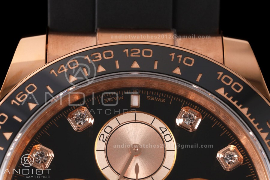 Daytona 126515 ERF Best Edition Black/RG Diamonds Dial on Oysterflex Strap JH4131 (Free Sprung) 160g