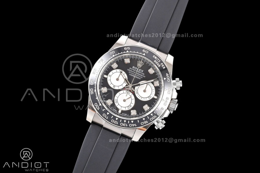 Daytona 126519 ERF Best Edition Black/Silver Diamonds Dial on Oysterflex Strap JH4131 (Free Sprung) 160g