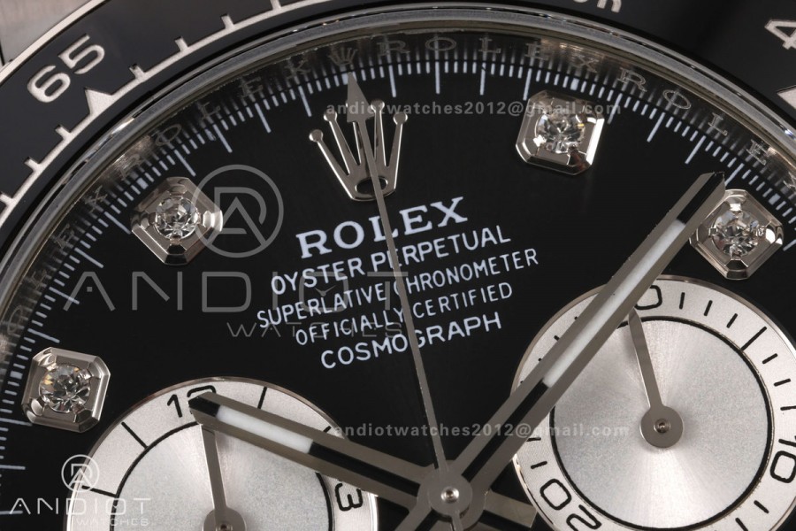 Daytona 126519 ERF Best Edition Black/Silver Diamonds Dial on Oysterflex Strap JH4131 (Free Sprung) 160g