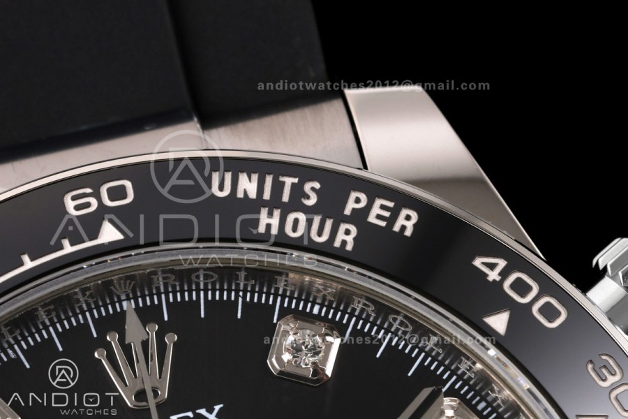 Daytona 126519 ERF Best Edition Black/Silver Diamonds Dial on Oysterflex Strap JH4131 (Free Sprung) 160g