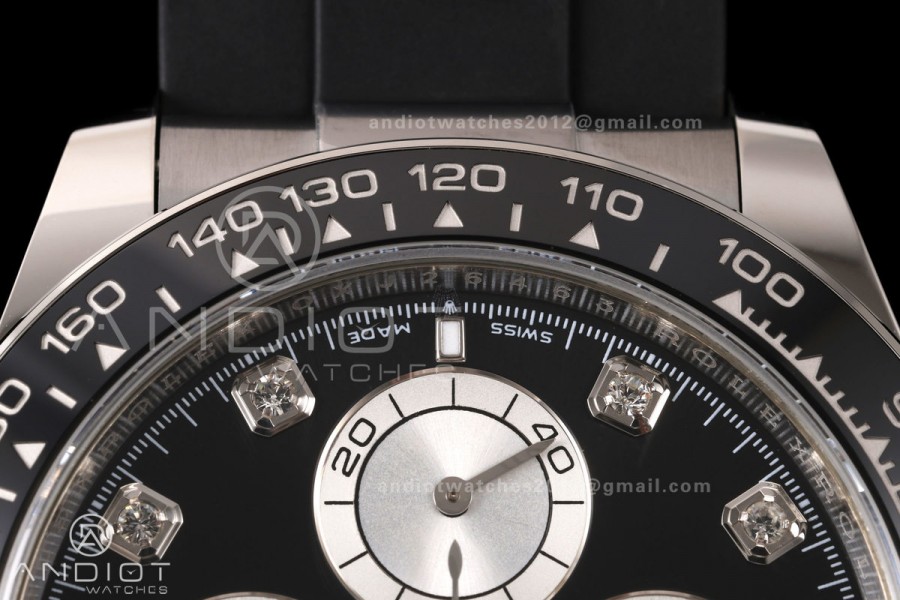 Daytona 126519 ERF Best Edition Black/Silver Diamonds Dial on Oysterflex Strap JH4131 (Free Sprung) 160g