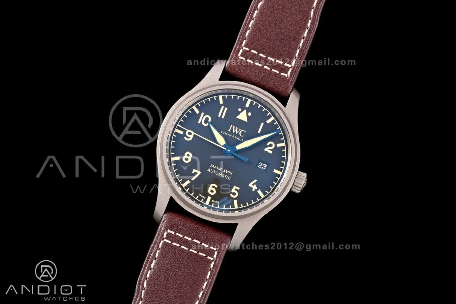 Mark XVIII Titanium MZF 1:1 Best Edition Black Dial on Brown Leather Strap A2892