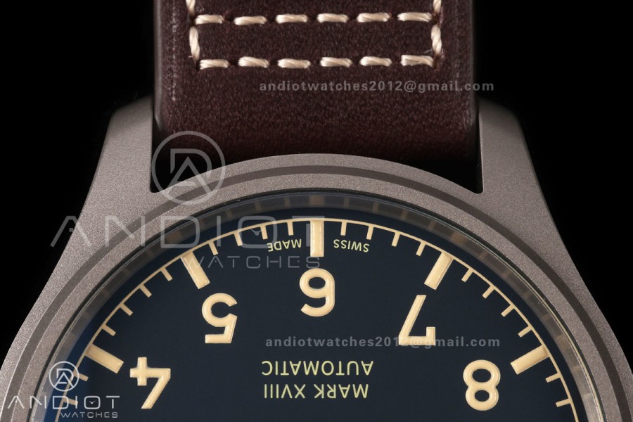 Mark XVIII Titanium MZF 1:1 Best Edition Black Dial on Brown Leather Strap A2892