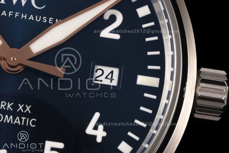 Mark XX MZF 1:1 Best Edition Blue/RG Dial on Blue Leather Strap A2892