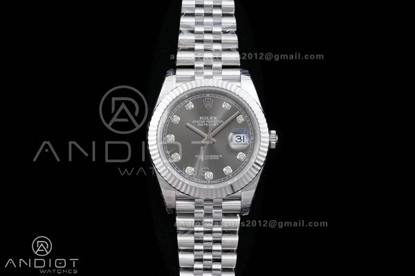 DateJust 41 126334 904L SS VSF 1:1 Best Edition Gray Diamonds Dial on Jubilee Bracelet VS3235v2 V2s (133g)Free Sprung