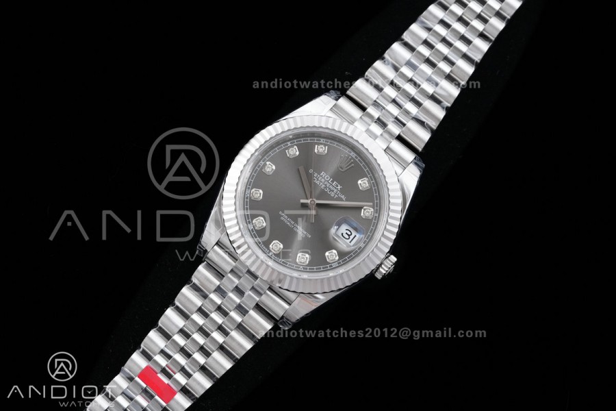 DateJust 41 126334 904L SS VSF 1:1 Best Edition Gray Diamonds Dial on Jubilee Bracelet VS3235v2 V2s (133g)Free Sprung