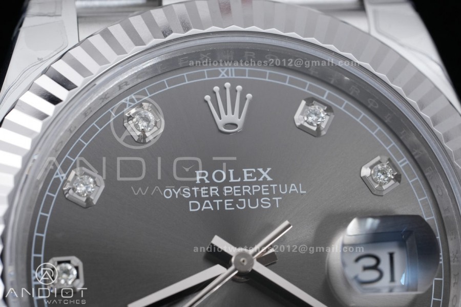 DateJust 41 126334 904L SS VSF 1:1 Best Edition Gray Diamonds Dial on Jubilee Bracelet VS3235v2 V2s (133g)Free Sprung