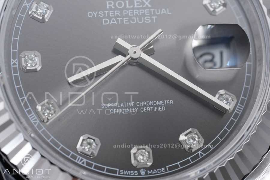 DateJust 41 126334 904L SS VSF 1:1 Best Edition Gray Diamonds Dial on Jubilee Bracelet VS3235v2 V2s (133g)Free Sprung
