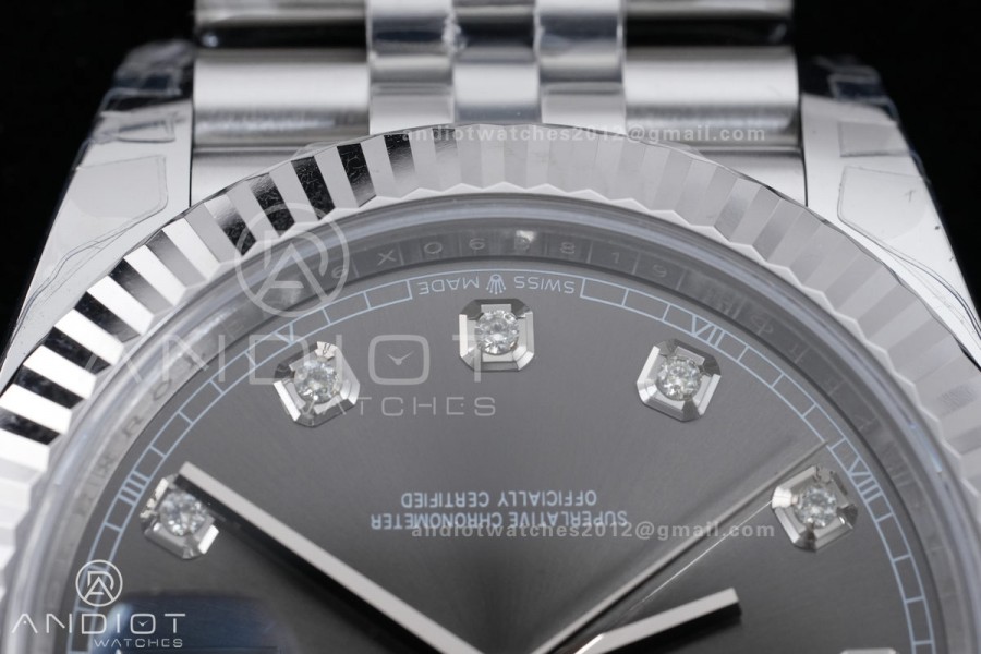 DateJust 41 126334 904L SS VSF 1:1 Best Edition Gray Diamonds Dial on Jubilee Bracelet VS3235v2 V2s (133g)Free Sprung