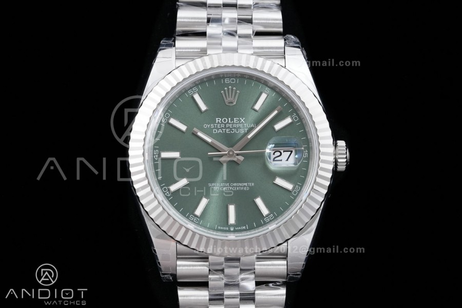 DateJust 41 126334 904L SS VSF 1:1 Best Edition Green Stick Dial on Jubilee Bracelet VS3235v2 V2s (133g)Free Sprung