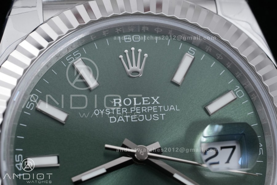 DateJust 41 126334 904L SS VSF 1:1 Best Edition Green Stick Dial on Jubilee Bracelet VS3235v2 V2s (133g)Free Sprung