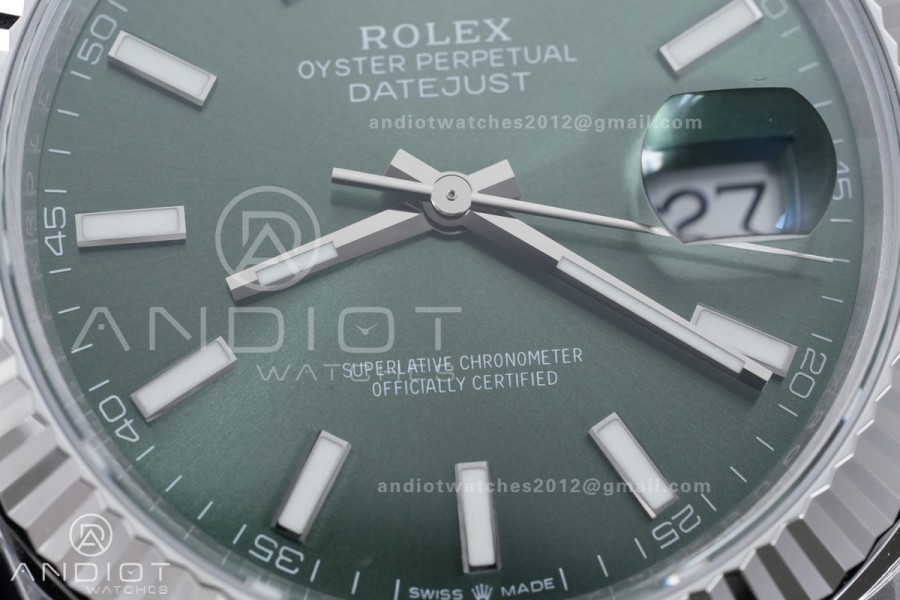 DateJust 41 126334 904L SS VSF 1:1 Best Edition Green Stick Dial on Jubilee Bracelet VS3235v2 V2s (133g)Free Sprung