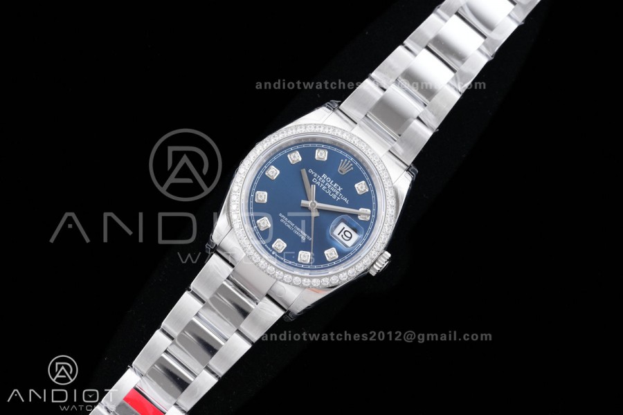 DateJust 36 SS 126234 VSF 1:1 Best Edition 904L Steel Blue Diamond Dial Diamond Bezel On Oyster Bracelet VS3235