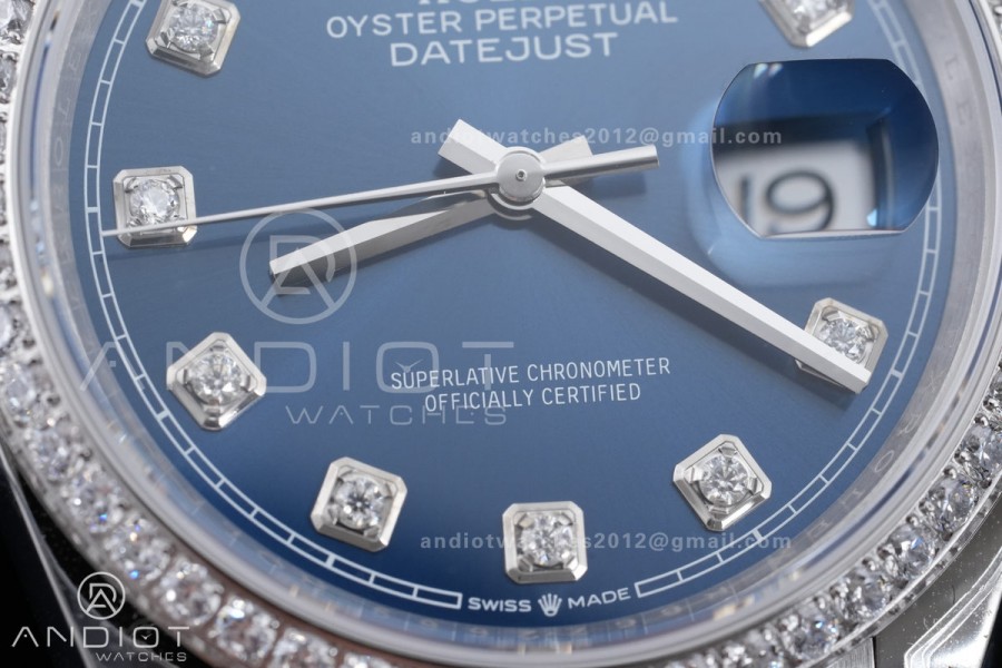 DateJust 36 SS 126234 VSF 1:1 Best Edition 904L Steel Blue Diamond Dial Diamond Bezel On Oyster Bracelet VS3235