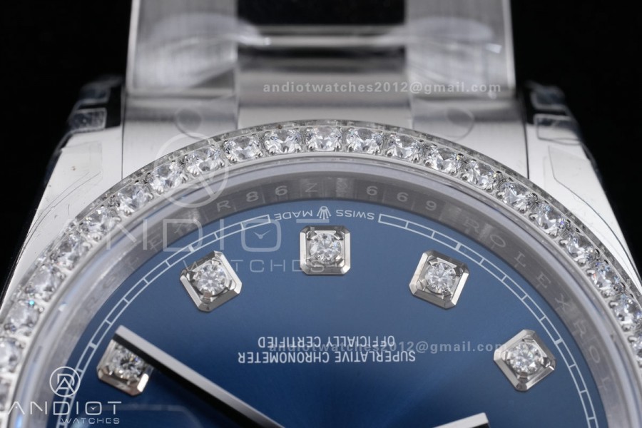 DateJust 36 SS 126234 VSF 1:1 Best Edition 904L Steel Blue Diamond Dial Diamond Bezel On Oyster Bracelet VS3235