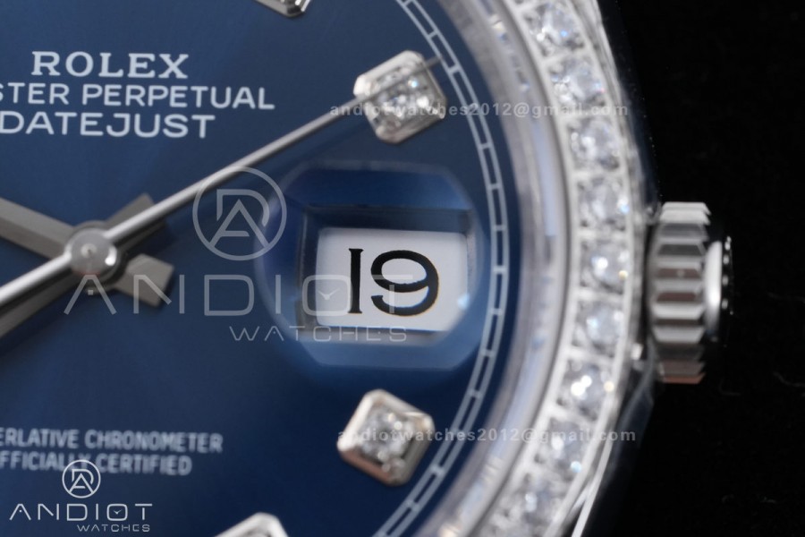 DateJust 36 SS 126234 VSF 1:1 Best Edition 904L Steel Blue Diamond Dial Diamond Bezel On Oyster Bracelet VS3235
