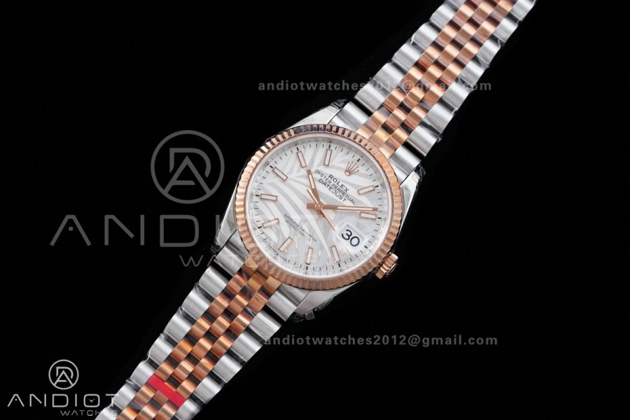 DateJust 36 SS/RG 126231 VSF 1:1 Best Edition 904L Steel Silver Leaves Dial on Jubilee Bracelet VS3235