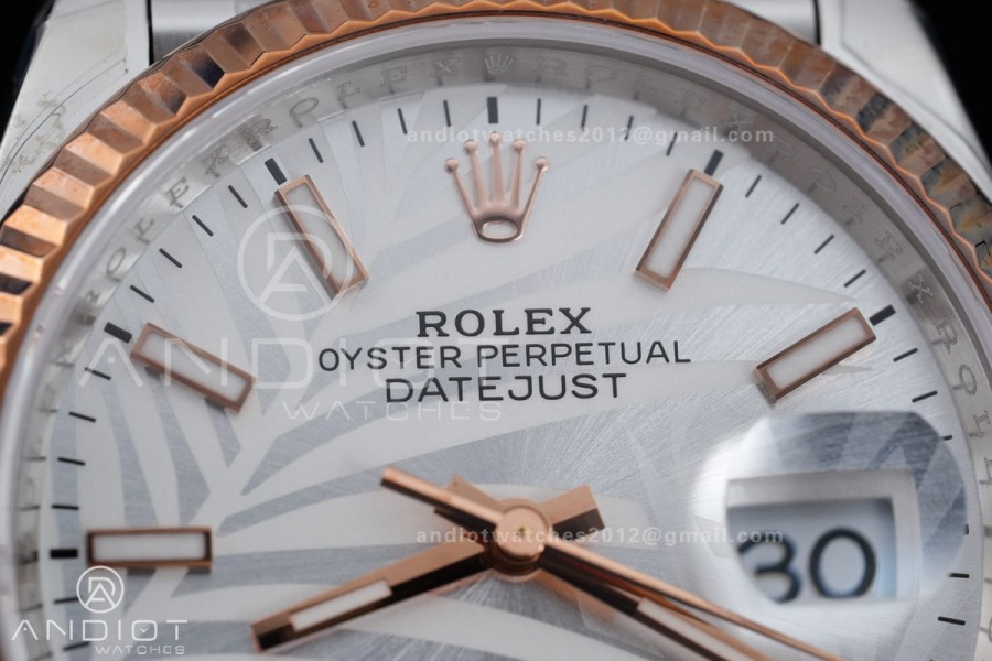 DateJust 36 SS/RG 126231 VSF 1:1 Best Edition 904L Steel Silver Leaves Dial on Jubilee Bracelet VS3235