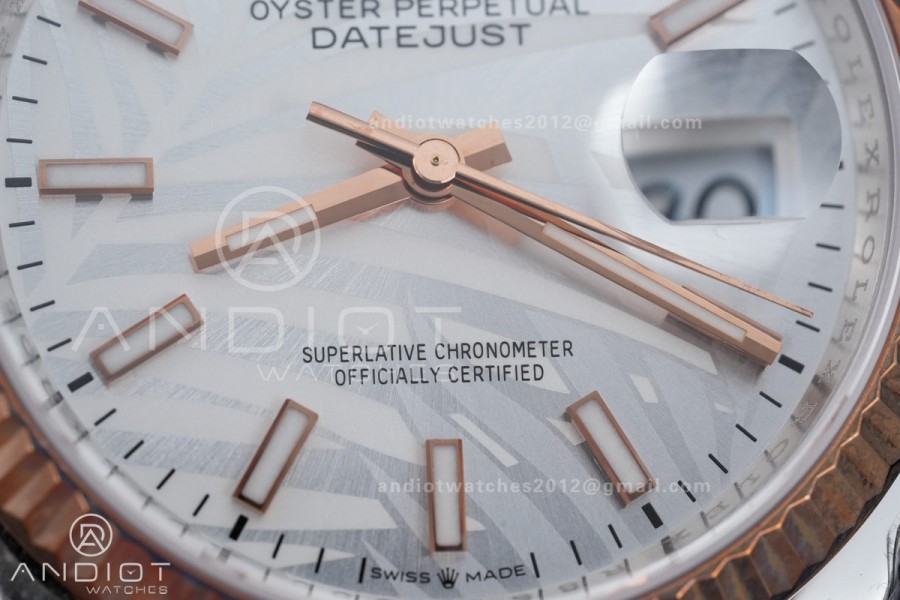 DateJust 36 SS/RG 126231 VSF 1:1 Best Edition 904L Steel Silver Leaves Dial on Jubilee Bracelet VS3235
