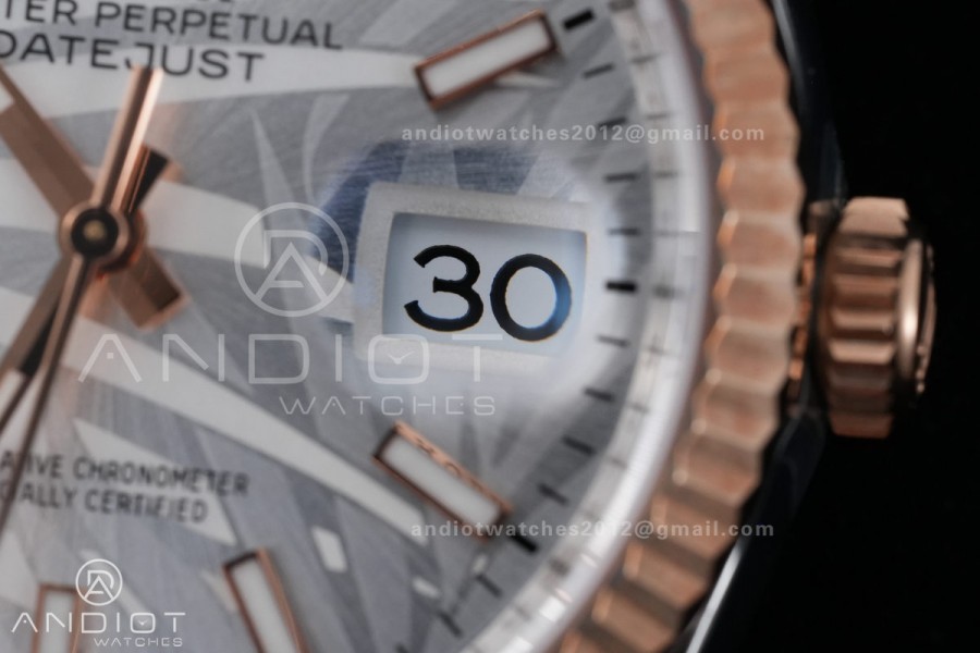 DateJust 36 SS/RG 126231 VSF 1:1 Best Edition 904L Steel Silver Leaves Dial on Jubilee Bracelet VS3235