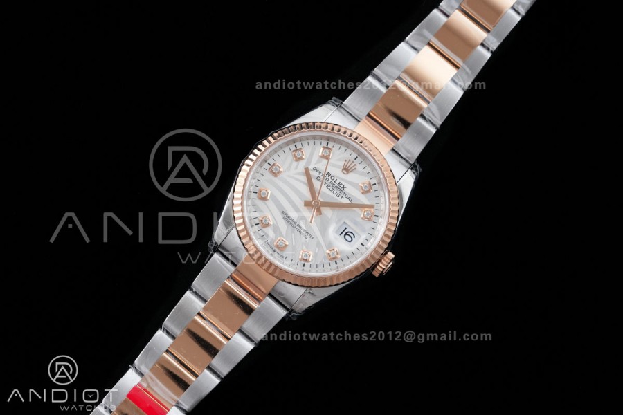 DateJust 36 SS 126231 VSF 1:1 Best Edition 904L SS/RG Silver Leaves Dial on Oyster Bracelet VS3235