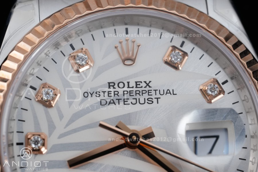 DateJust 36 SS 126231 VSF 1:1 Best Edition 904L SS/RG Silver Leaves Dial on Oyster Bracelet VS3235
