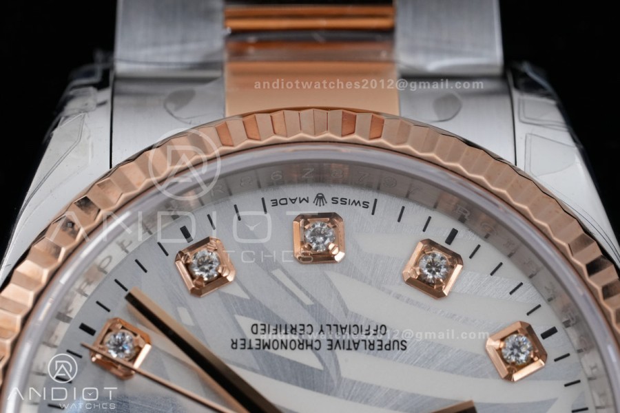 DateJust 36 SS 126231 VSF 1:1 Best Edition 904L SS/RG Silver Leaves Dial on Oyster Bracelet VS3235