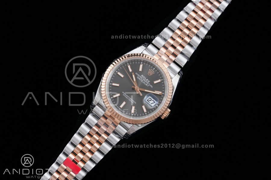 DateJust 36 SS/RG 126231 VSF 1:1 Best Edition 904L Steel Gray Stick Dial on Jubilee Bracelet VS3235