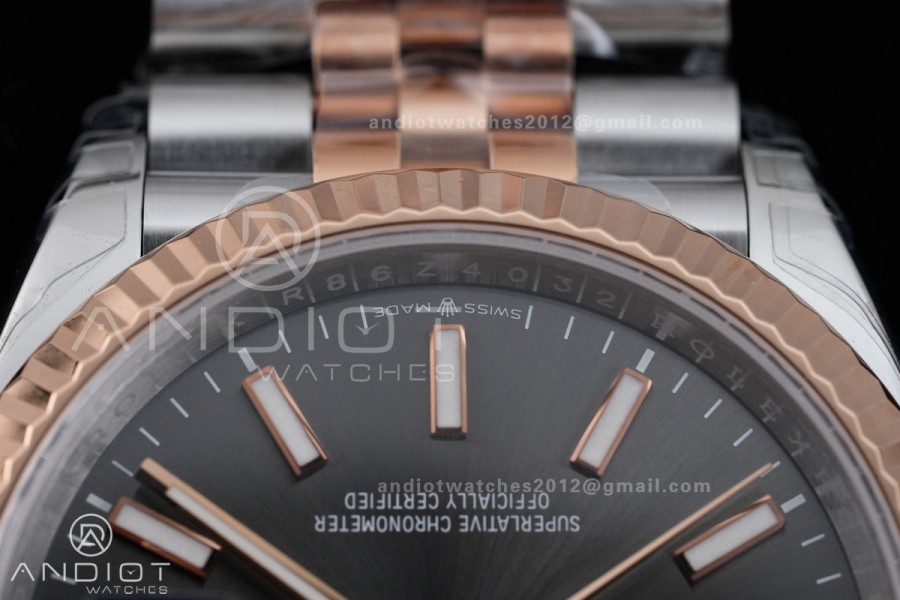 DateJust 36 SS/RG 126231 VSF 1:1 Best Edition 904L Steel Gray Stick Dial on Jubilee Bracelet VS3235