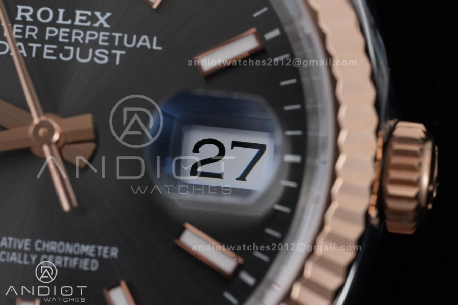 DateJust 36 SS/RG 126231 VSF 1:1 Best Edition 904L Steel Gray Stick Dial on Jubilee Bracelet VS3235