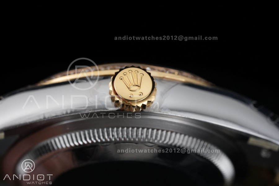 DateJust 36 SS/YG 126233 VSF 1:1 Best Edition 904L Steel YG Textured Diamonds Dial Diamonds Bezel on Jubilee Bracelet VS3235