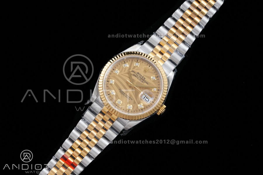 DateJust 36 SS/YG 126233 VSF 1:1 Best Edition 904L Steel YG Leaves Diamonds Dial on Jubilee Bracelet VS3235