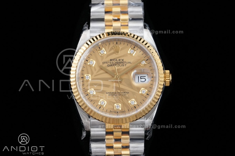 DateJust 36 SS/YG 126233 VSF 1:1 Best Edition 904L Steel YG Leaves Diamonds Dial on Jubilee Bracelet VS3235
