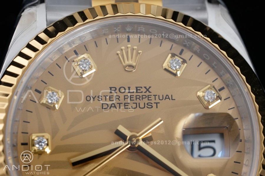 DateJust 36 SS/YG 126233 VSF 1:1 Best Edition 904L Steel YG Leaves Diamonds Dial on Jubilee Bracelet VS3235