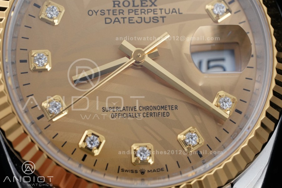 DateJust 36 SS/YG 126233 VSF 1:1 Best Edition 904L Steel YG Leaves Diamonds Dial on Jubilee Bracelet VS3235