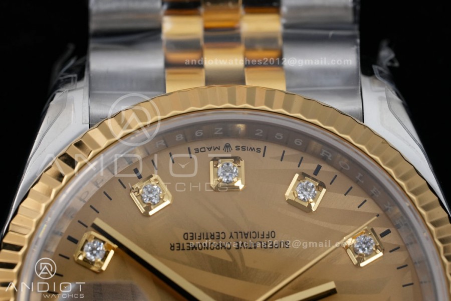 DateJust 36 SS/YG 126233 VSF 1:1 Best Edition 904L Steel YG Leaves Diamonds Dial on Jubilee Bracelet VS3235