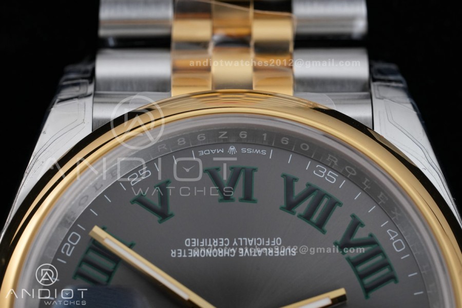 DateJust 36 SS/YG 126203 VSF 1:1 Best Edition 904L Steel Gray Dial Green Roman Marker on Jubilee Bracelet VS3235