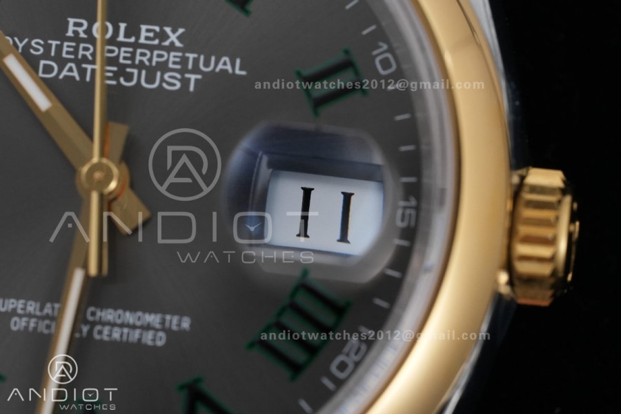 DateJust 36 SS/YG 126203 VSF 1:1 Best Edition 904L Steel Gray Dial Green Roman Marker on Jubilee Bracelet VS3235