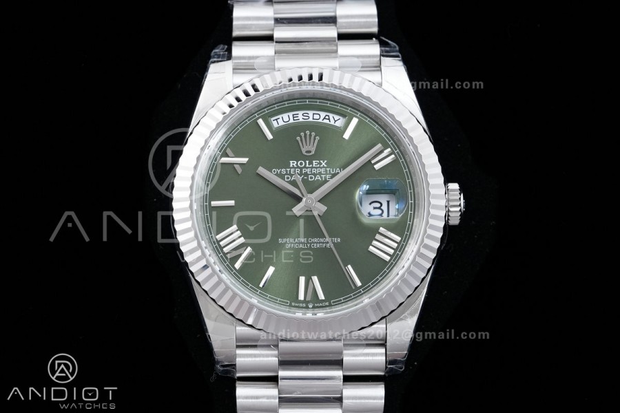 DayDate 40 228239 VSF 1:1 Best Edition Green Roman Dial on President Bracelet VS3255