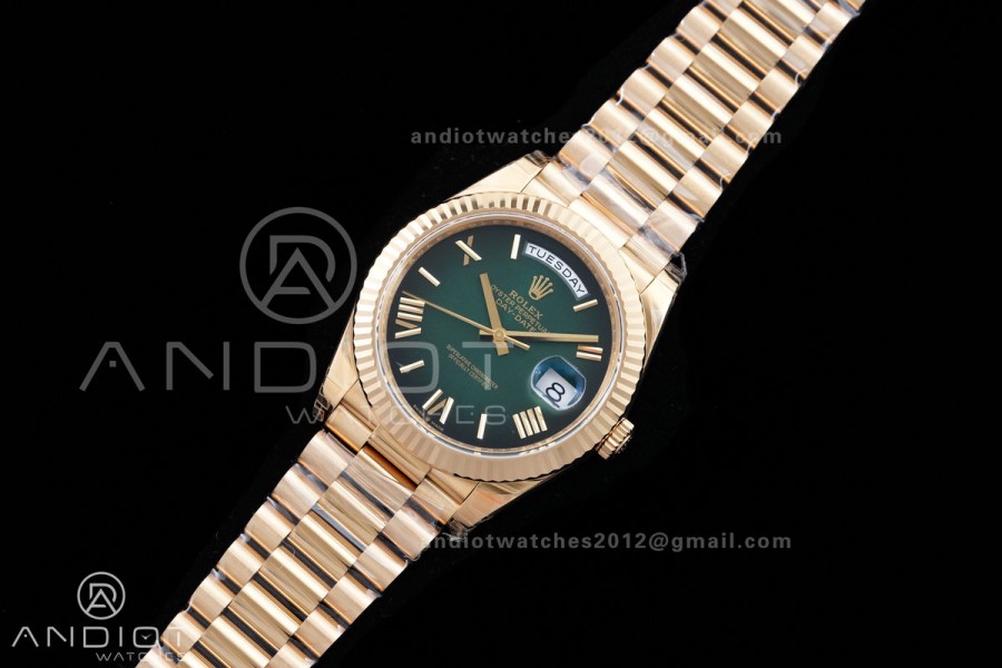DayDate 40 228238 VSF 1:1 Best Edition Green Ombre Roman Dial on President Bracelet VS3255
