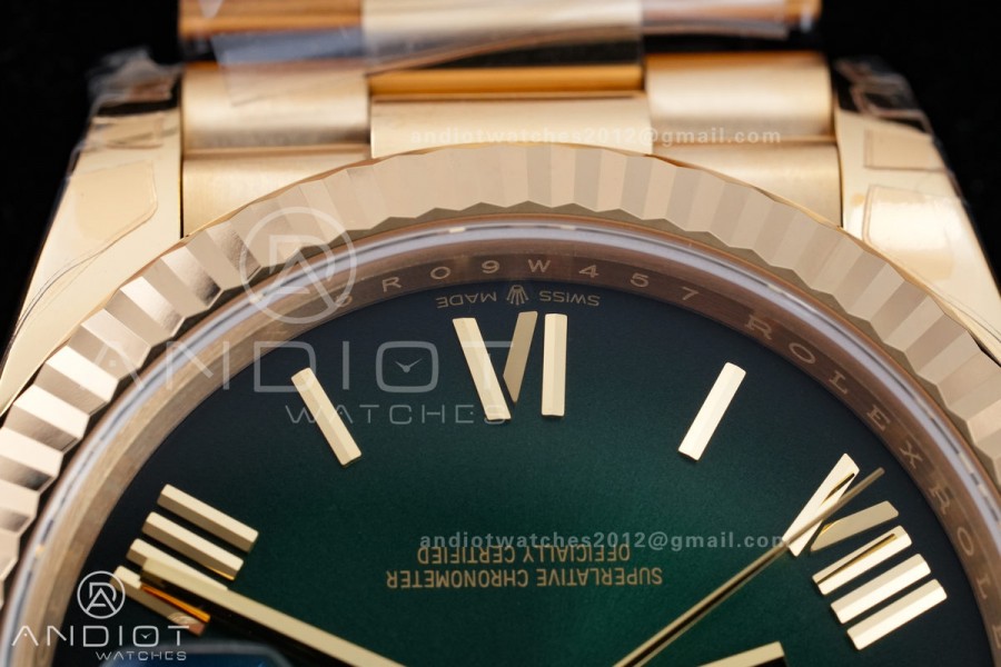 DayDate 40 228238 VSF 1:1 Best Edition Green Ombre Roman Dial on President Bracelet VS3255