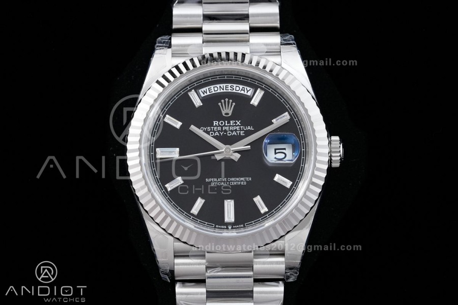 DayDate 40 228239 VSF 1:1 Best Edition Black Dial T Diamond Marker on President Bracelet VS3255