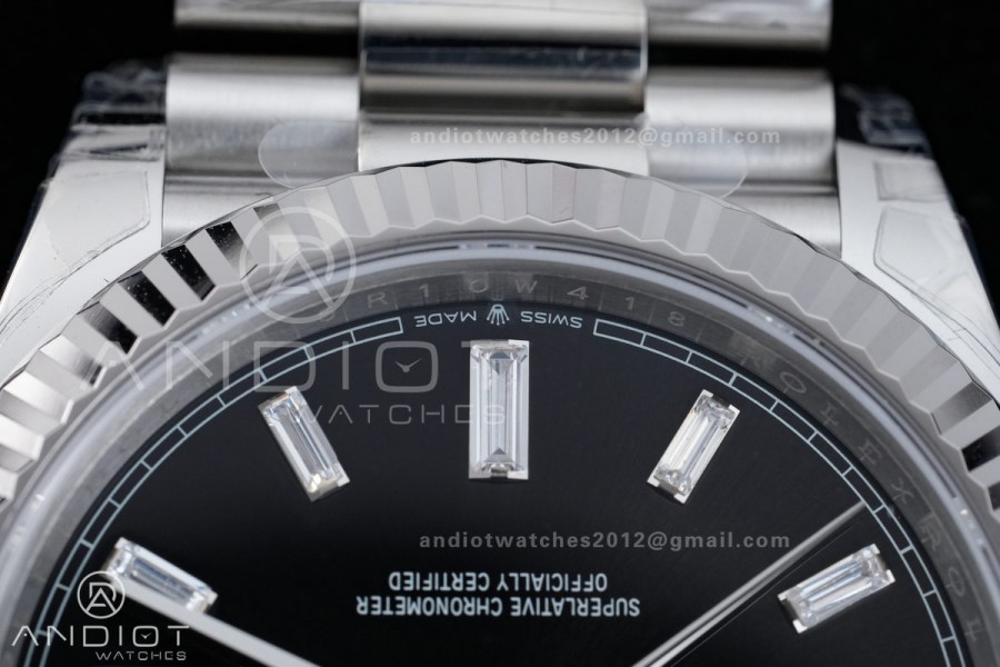 DayDate 40 228239 VSF 1:1 Best Edition Black Dial T Diamond Marker on President Bracelet VS3255