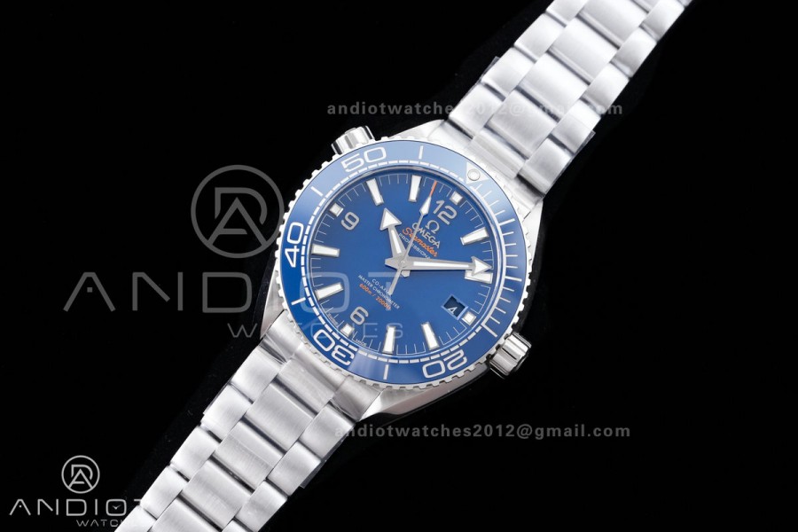Planet Ocean 43.5mm SS VSF 1:1 Best Edition Blue Ceramic Bezel and Dial on SS Bracelet A8900 Super Clone